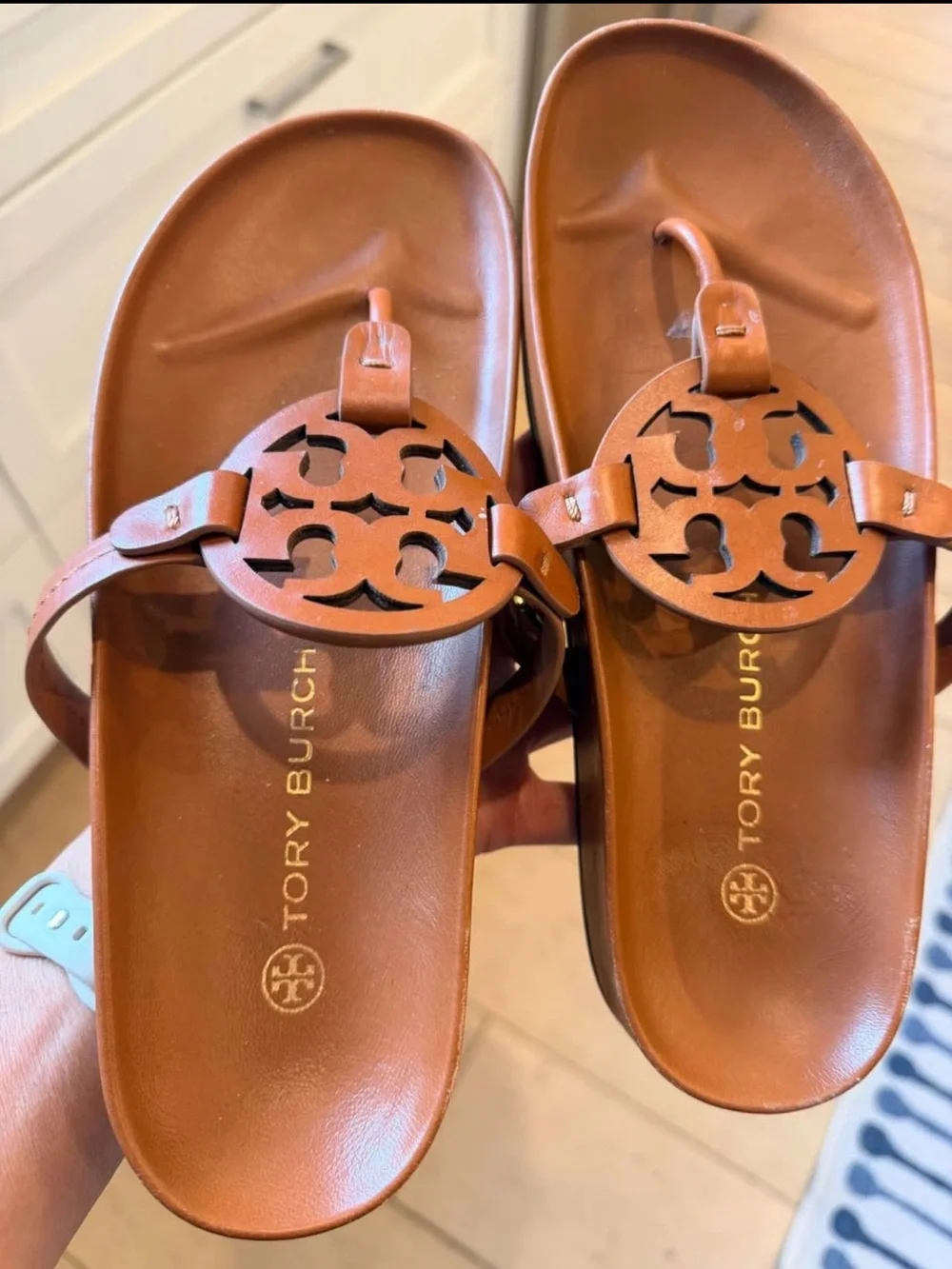 Tory Burch Women's Brown Miller Thong Sandals size 8